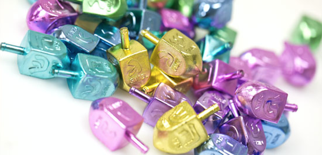 these eco-friendly plastic dreidels are made from recycled plastic material